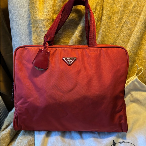 Authentic Prada Red Nylon Tessuto Hand Bag - Picture 1 of 9